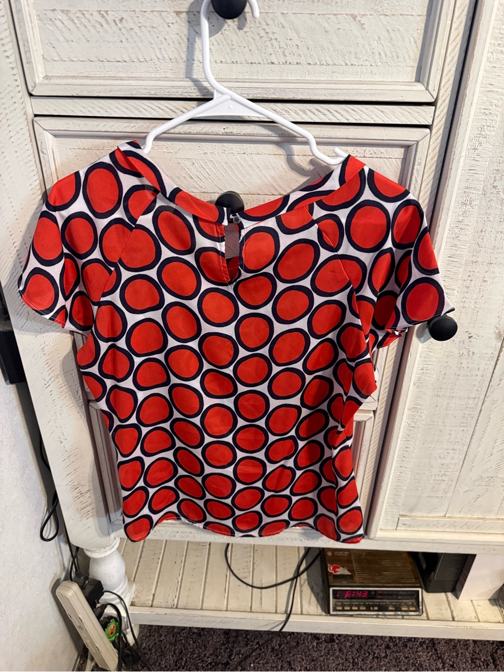 Liz Claiborne Red Polka Dot Short Sleeve Blouse